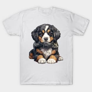 Bernese Mountain Dog Wearing Gas Mask T-Shirt